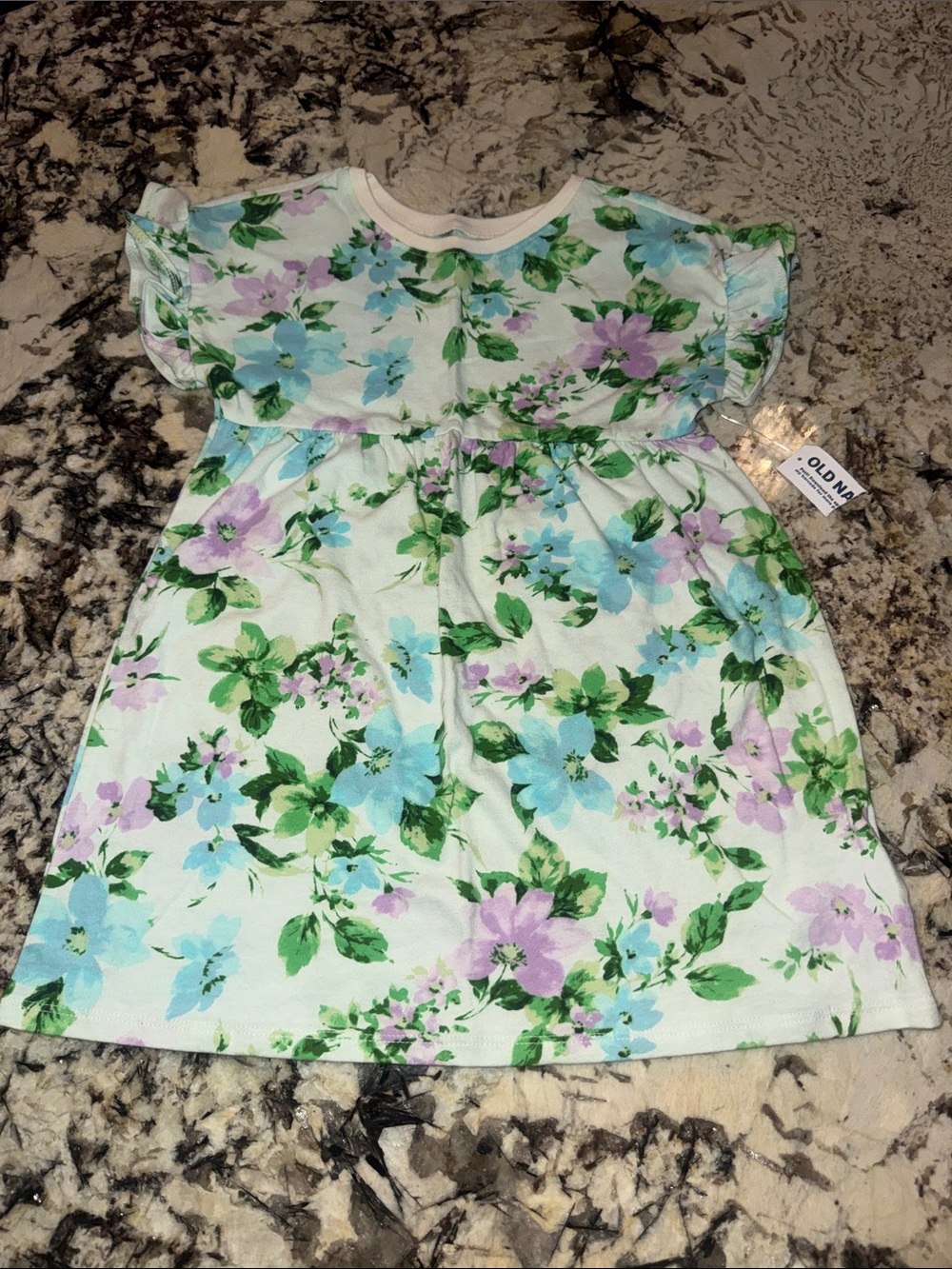 Girls Floral Flutter-Sleeve Dress- Brand New With Tags - Picture 2 of 5